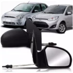 Par de Retrovisores Fiesta 2006 2007 2008 2009 2010 Preto Manual